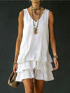 Spring Summer Fashion Women Solid Color Loose Casual Tank Dress With Side Pockets