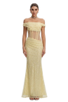 Seraphina Off-the-Shoulder Sequined Mermaid Evening Gown