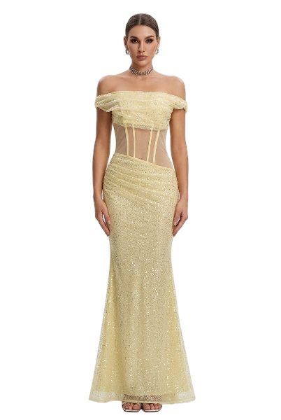 Seraphina Off-Shoulder Havfrue Gallakjole med Pailletter
