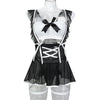 Sheer Mesh Maid Lingerie Set With Straps 4 Pieces
