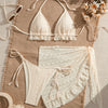 Three-piece Gauze Skirt Swimsuit Bikini Halterneck Solid-color Swimsuit