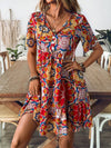 Summer Bohemian Stretch-Waist Printed Dress
