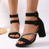 Sasha Frosted Open-Toe High Block Heels