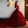 Seraphina Asymmetric One Shoulder Long Sleeve Red Bridal Gown