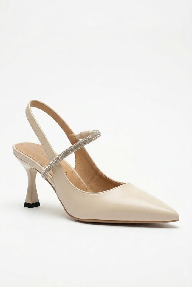 Zapatos de tacón fino Enchanté color beige albaricoque, de estilo francés y punta fina