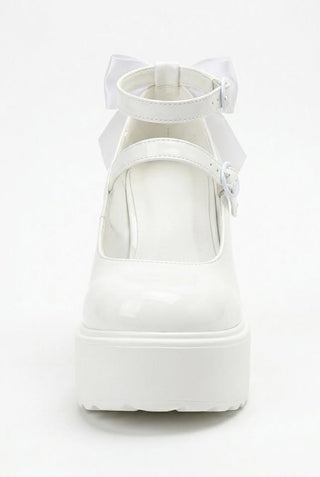 2025 Summer New Women's White High Heels Platform Mary Jane Shoes With Bow