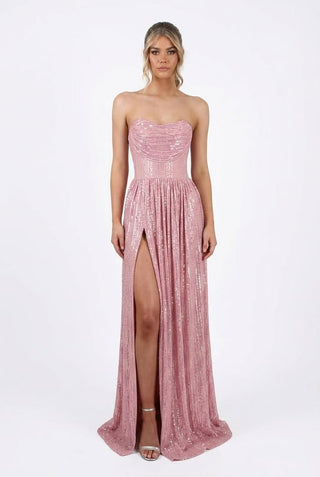 Sequin Maxi Ball Gown Prom Dress Slit Dress