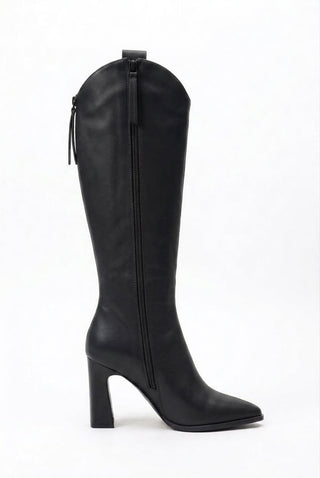Womens Knee-high Heeled Boots With A Back Zipper And Plush Lining