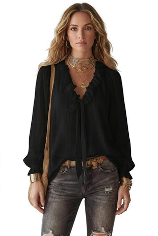 Fashionable V-neck Loose-fit Shirt Top