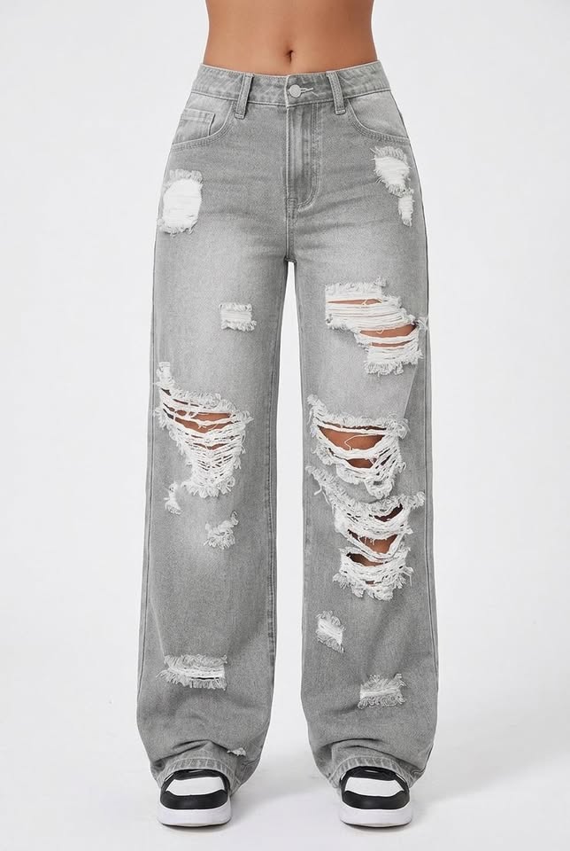 Nova High-Rise Double Ripped Vintage Straight Jeans