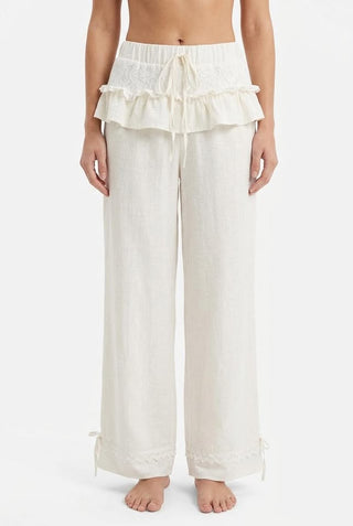 Fashionable American Style Retro Loose Wide Leg Pants High Waisted Ruffled Casual Trousers