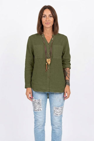 Women's Casual V-Neck Three-Quarter Sleeve Shirt