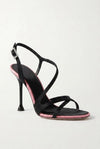 Chuyuji Luxe Black Stiletto Color-Block Satin High Heels