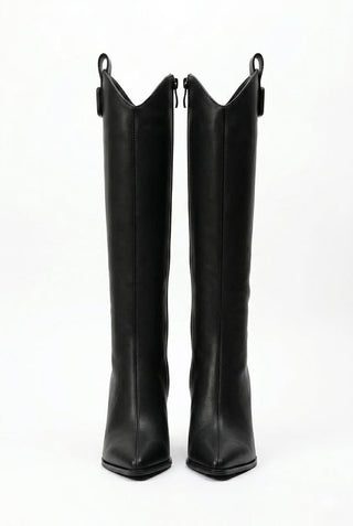 Womens Knee-high Heeled Boots With A Back Zipper And Plush Lining