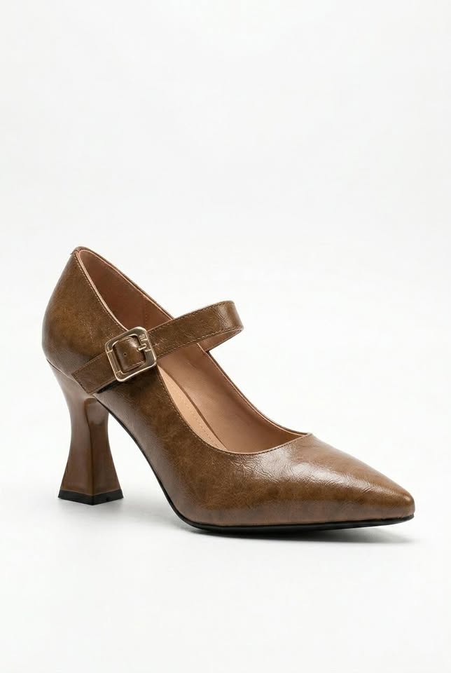 Enchanté fransk-inspirerede spidståede slingbackpumps med kraftig hæl