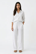 Ensemble coordonné chemise à manches longues et pantalon à col tailleur