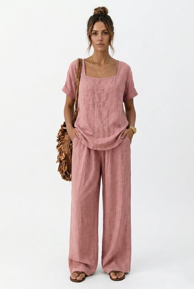 Women's Square-Neck Short-Sleeve Pantsuit
