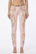 Primrose Vintage Broderede Flared Jeans i Pastel Pink
