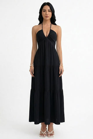 Strap-style Casual Halter Dress For Beach Vacations