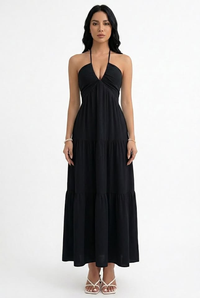 Vestido halter informal de tirantes para vacaciones en la playa