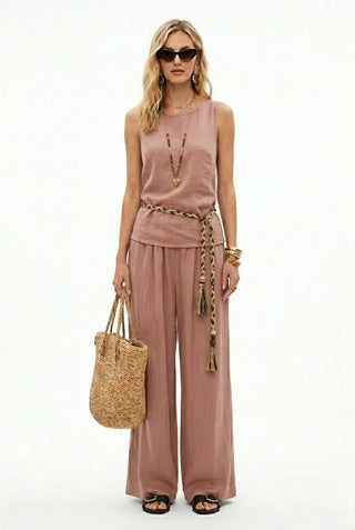 Womens Casual Sleeveless Two-piece Set