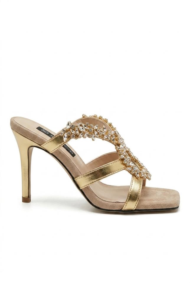 Sandalias de cuña Aura con pedrería, tiras cruzadas y diseño irregular