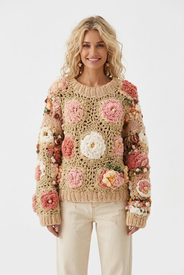 Jersey de punto acanalado con flores Botanica de Vespera