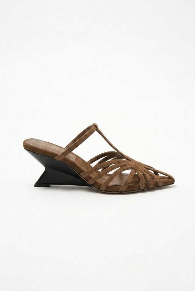 Vespera French-Style Pointed-Toe Woven Wedge Mules