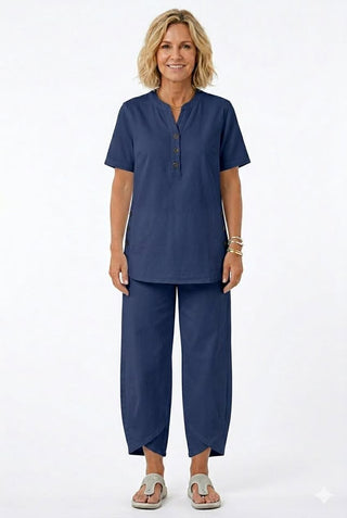 Womens Casual Fashion Set With Lapel Collar And Buttons