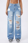 Nova High-Rise Double Ripped Vintage Straight Jeans