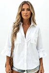 Vespera Ruffled Flare-Sleeve Open-Front Cardigan Shirt