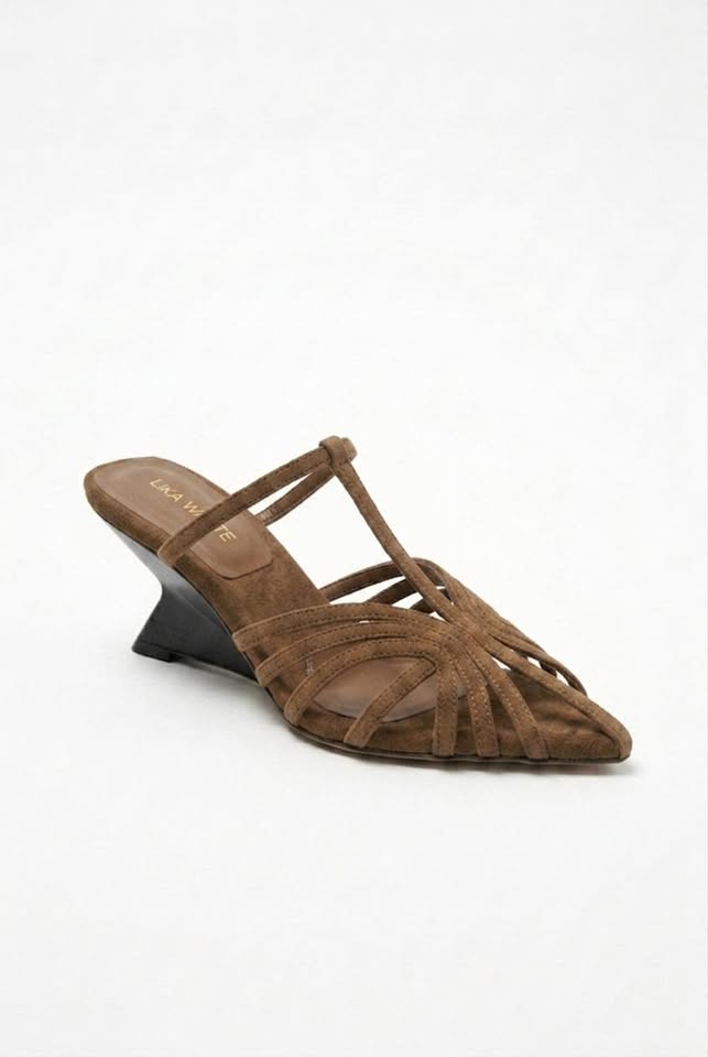 Vespera French-Style Pointed-Toe Woven Wedge Mules