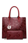Vespera Botanica Duo: Signature Floral Satchel & Essential Pouch Bag Set