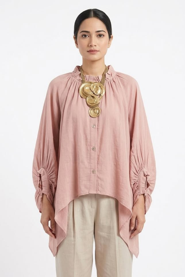 Chemise ample décontractée en coton et lin à manches longues Aura