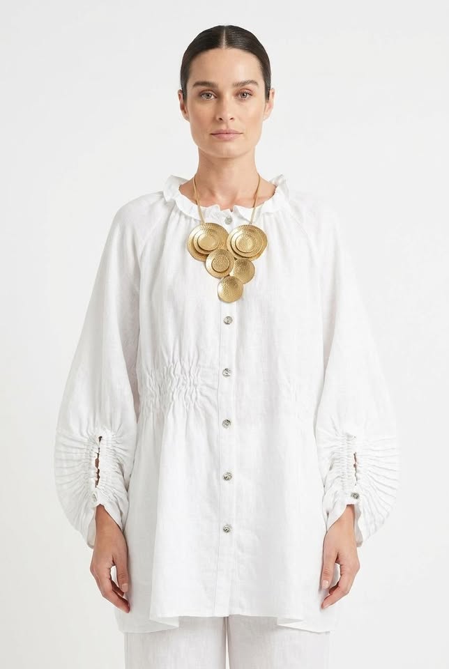 Chemise ample décontractée en coton et lin à manches longues Aura