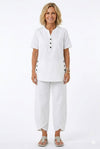 Lapel Button-Up T-Shirt & Pants Co-ord Set