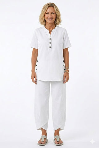 Womens Casual Fashion Set With Lapel Collar And Buttons