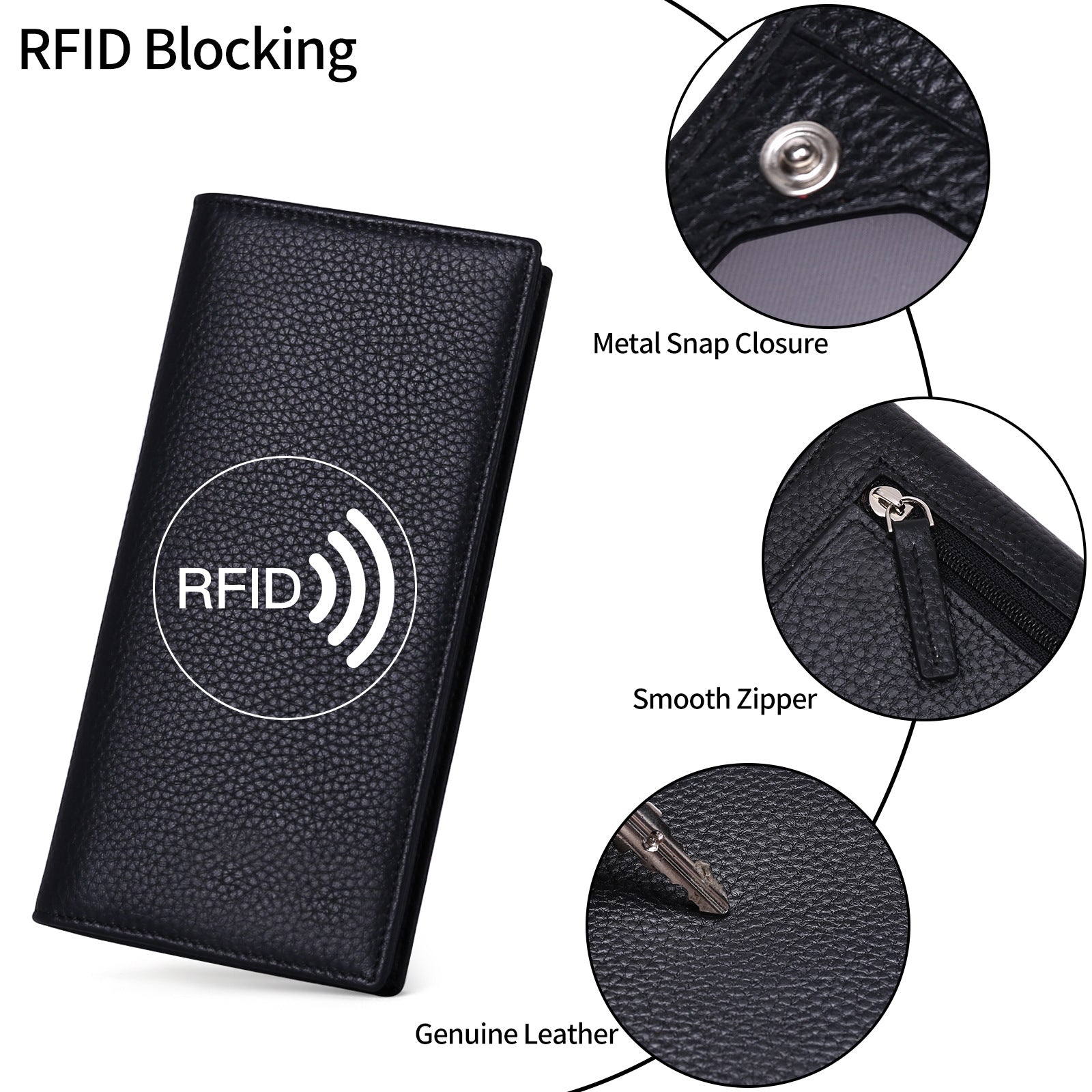 Portafoglio continentale sottile Vespera Sentinel con blocco RFID