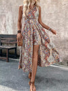 Printed V-Neck High-Waist Jumpsuit