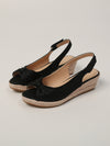 Bow-Tie Open-Toe Wedge Sandals
