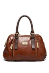 Vespera Artisan Spliced Leather-Finish Satchel Bag