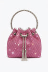 Lumina Cylinder Metallic Crystal Evening Handbag