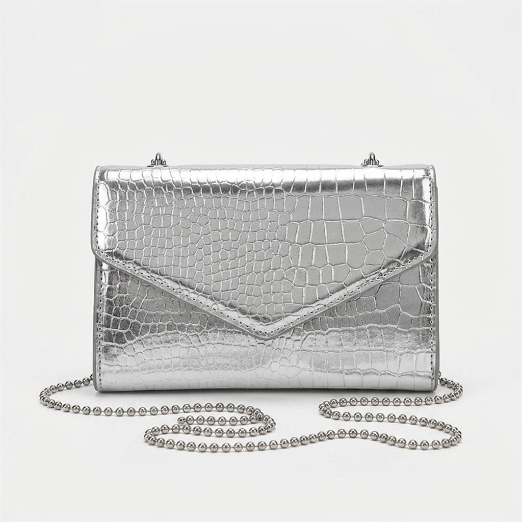 Borsa a tracolla Vespera Minimalist in pelle morbida effetto coccodrillo