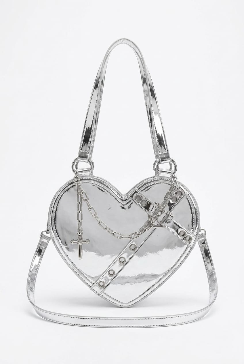 Borsa tote a tracolla Vespera Iconic a forma di cuore, trapuntata