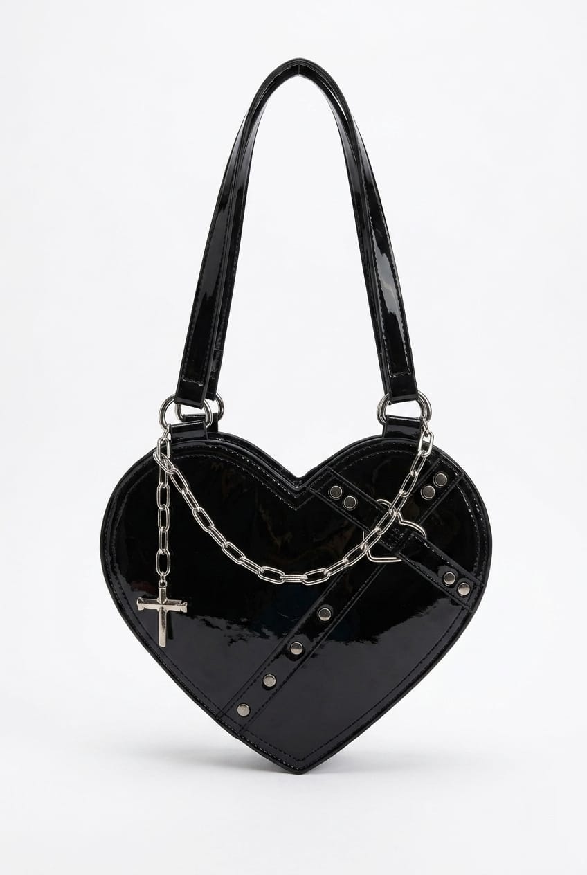 Borsa tote a tracolla Vespera Iconic a forma di cuore, trapuntata