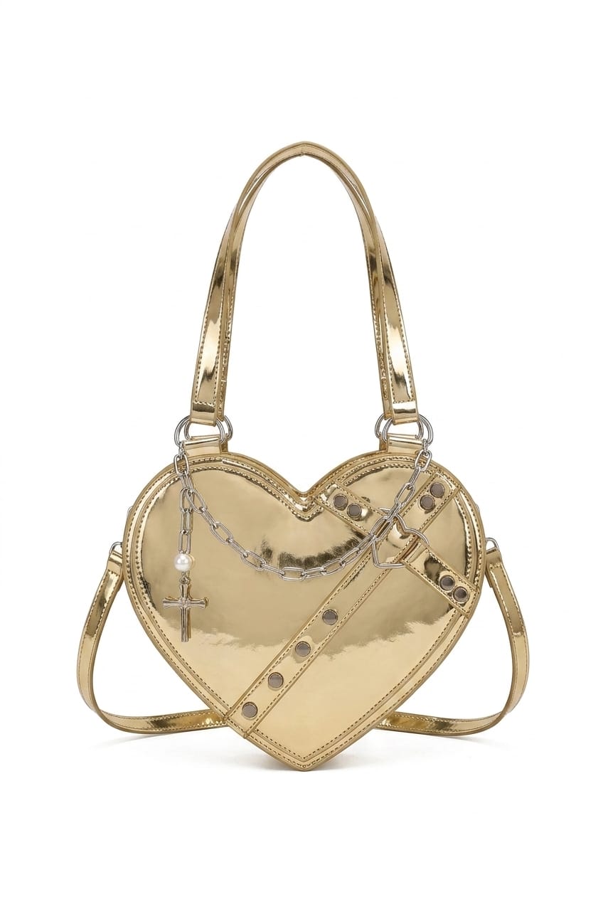 Borsa tote a tracolla Vespera Iconic a forma di cuore, trapuntata