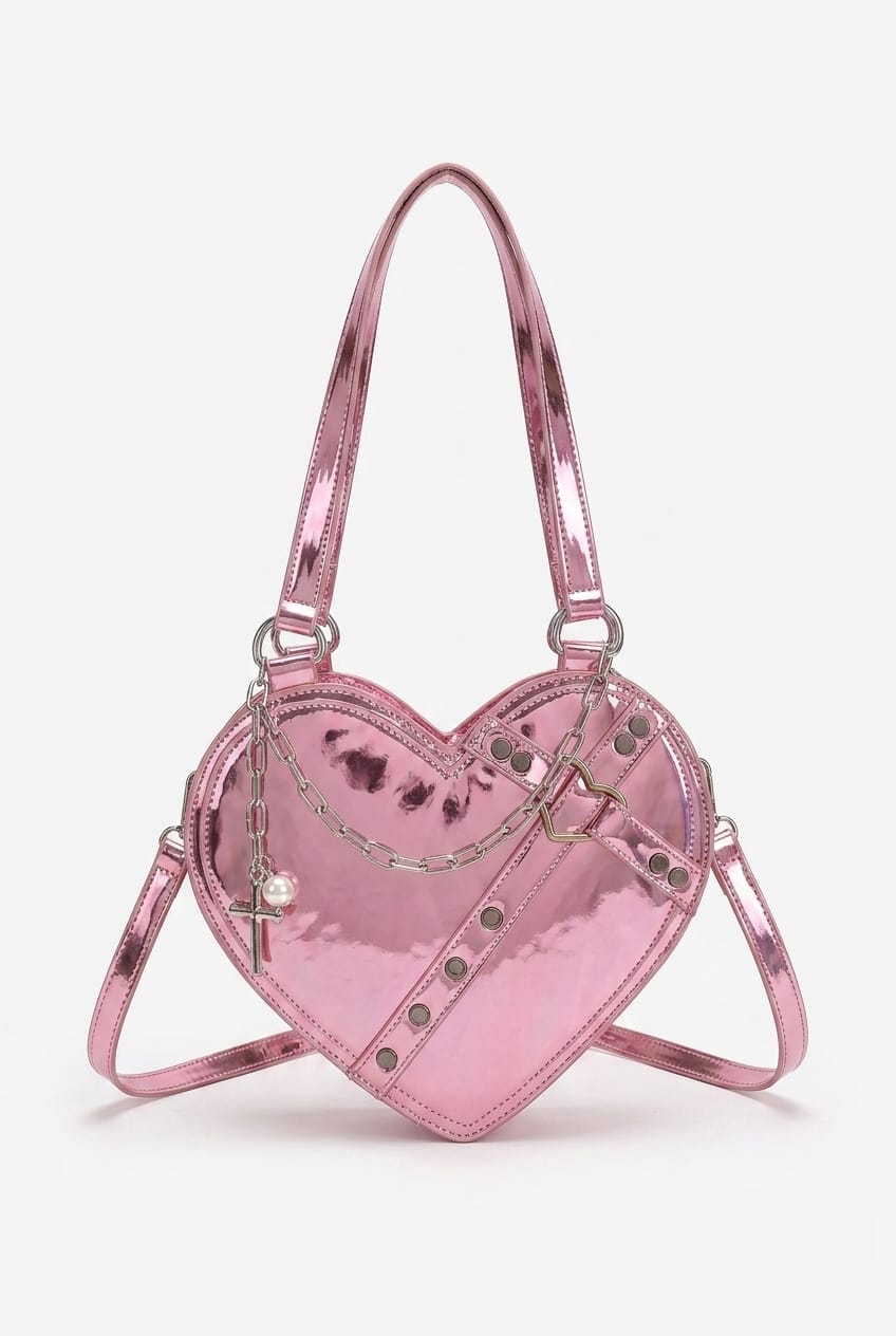 Borsa tote a tracolla Vespera Iconic a forma di cuore, trapuntata