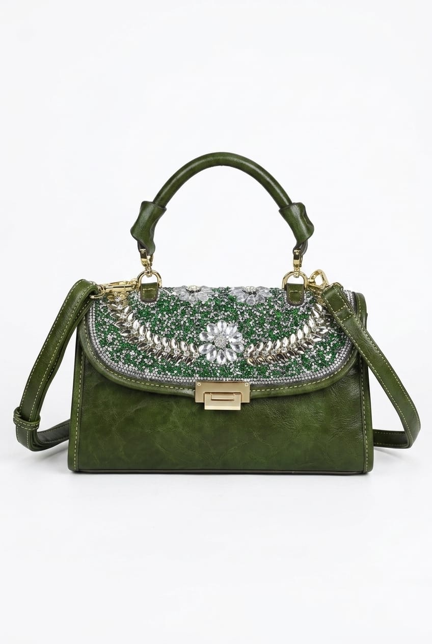 Borsa a tracolla Vespera Luminous rétro con cristalli applicati a mano