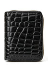 Vespera Luxe Crocodile-Embossed Dual-Zip Compact Wallet
