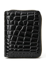 Billetera compacta Vespera Luxe con relieve de cocodrilo y doble cremallera
